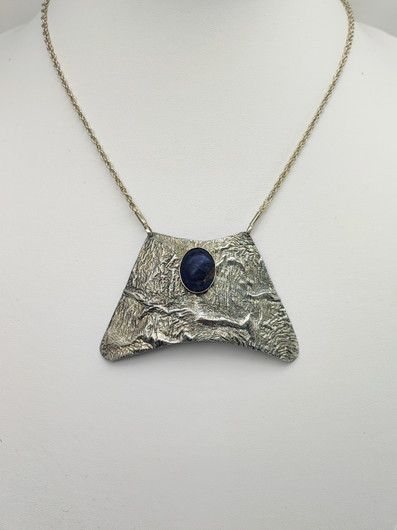 Vintage lapis lazuli silver necklace 