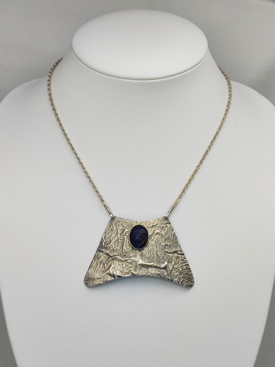 Vintage lapis lazuli silver necklace 