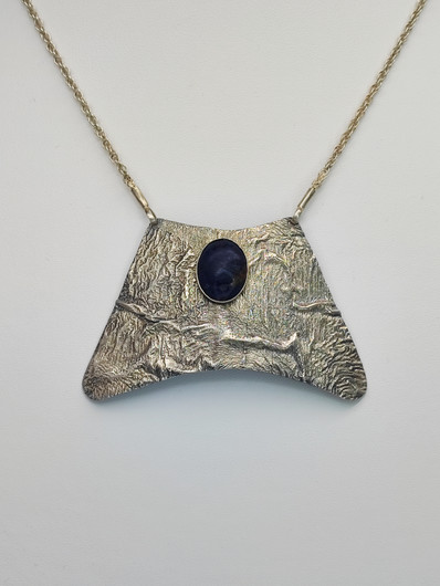 Vintage lapis lazuli silver necklace 