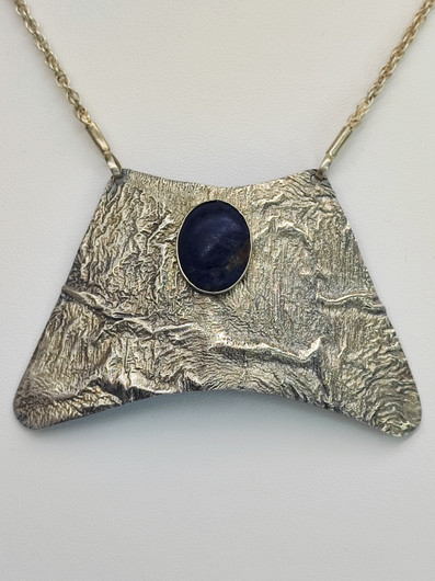 Vintage lapis lazuli silver necklace 