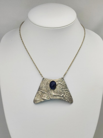 Vintage lapis lazuli silver necklace 