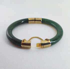 Vintage gold plated jade bracelet 