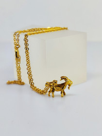 Vintage gold plated goat pendant with chain