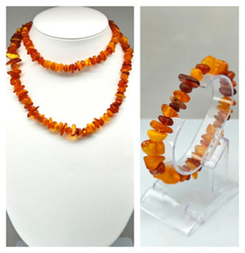 Vintage Itä-meren Meripihka setti, helmet ja rannekoru