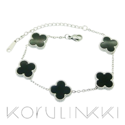 Neliapila -rannekoru musta-hopea