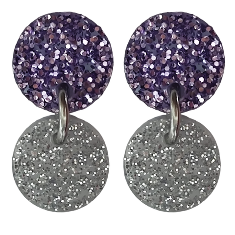 Glitter nappikorvakorut lila-tummanharmaa