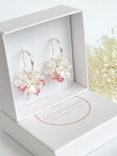 Evelyn silver Rose korvakorut 