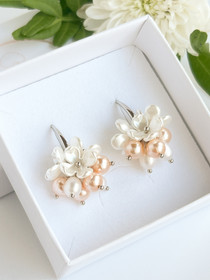 Fiore - Rose Peach/ silver korvakorut 