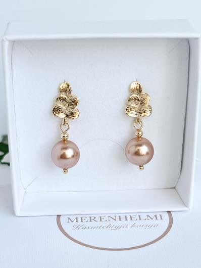 Ariana Rose Gold korvakorut kristallihelmillä