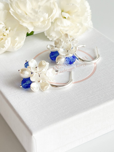 Evelyn silver korvakorut ( sapphire blue )