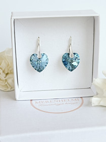925 sterling hopea sydän kristallihelmi korvakorut.