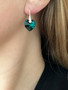 925 sterling hopea sydän korvakorut kristallihelmillä (Emerald)