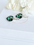 925 sterling hopea sydän korvakorut kristallihelmillä (Emerald)