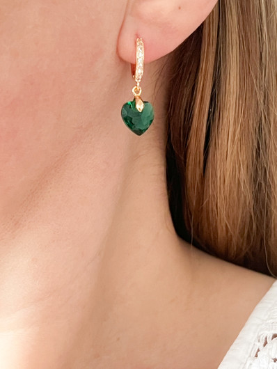 Kristallisydän Emerald cubic zirkonia korvakorut.
