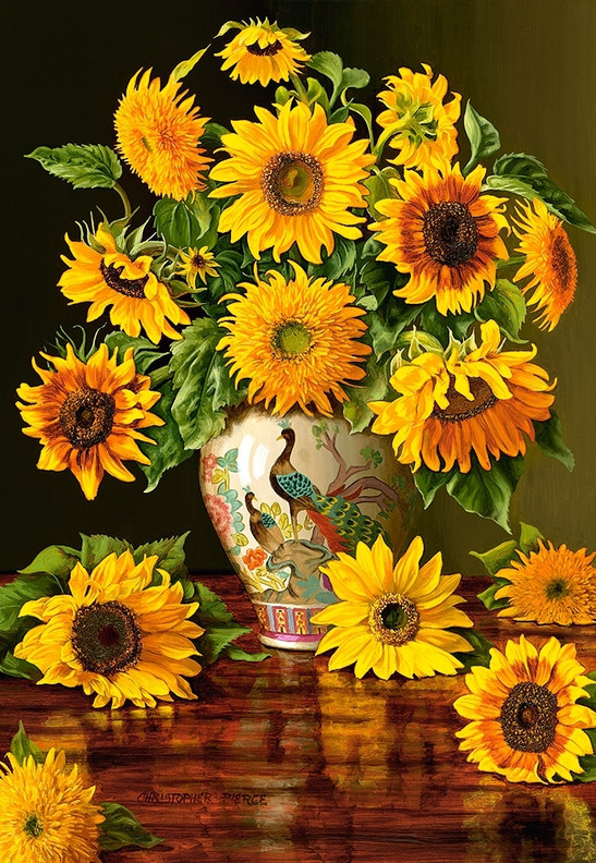 Sunflowers in a Peacock Vase, 1000 palaa