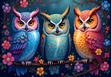 Owls and Enchanted Night, 1000 palaa