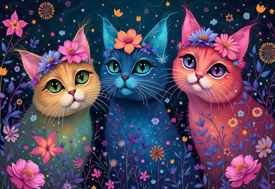 Trio of Dreaming Cats, 1000 palaa