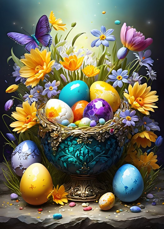 Easter Eggs and Flowers, 500 palaa