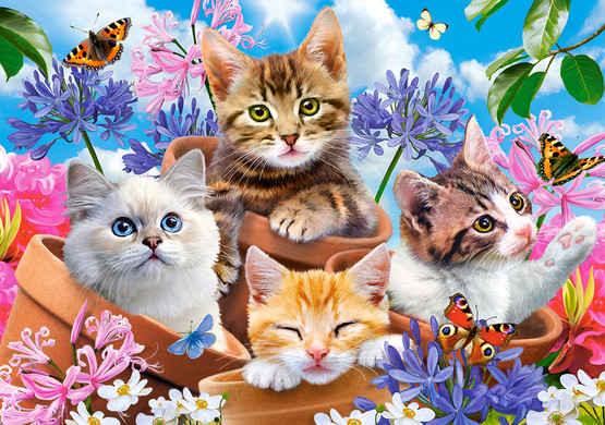 Kittens with Flowers, 500 palaa