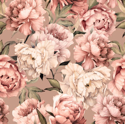 *Ryppyinen pakanloppu* PALA 40 cm: Watercolor peonies, latte, joustocollege