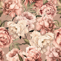 Watercolor peonies, latte, ribbitrikoo