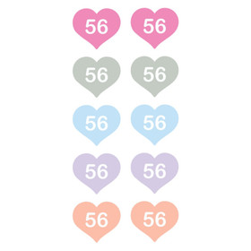 Silitettävä kokomerkki 10kpl: Sydän, Pastellivärit (Koot 56-140cm) 