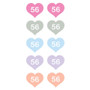 Silitettävä kokomerkki 10kpl: Sydän, Pastellivärit (Koot 56-140cm) 