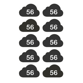 Silitettävä kokomerkki 10kpl: Pilvenhattara MUSTA (Koot 56-140cm) 