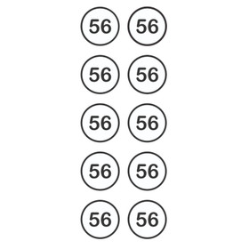 Silitettävä kokomerkki 10kpl: Pyöreä, Valkoinen (Koot 56-140cm) 