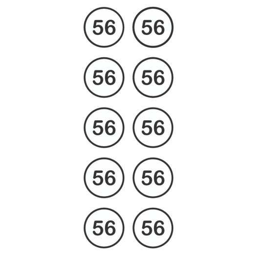 Silitettävä kokomerkki 10kpl: Pyöreä, Valkoinen (Koot 56-140cm) 
