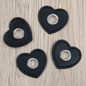 4kpl paketti: Musta sydämenmuotoinen sirkkarengas