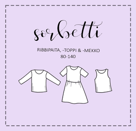 Paperikaava: SORBETTI ribbimekko, -paita ja -toppi, koot 80-140cm