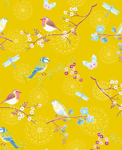 Tapetti 375083 Early bird Yellow, keltainen 1m