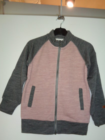 Merinovillainen neuletakki, harmaa/vaaleanpunainen