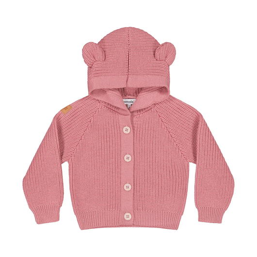 Merinovilla-neuletakki Bear Knit, Rosy