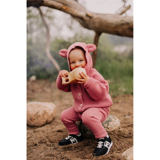 Merinovilla-neuletakki Bear Knit, Rosy