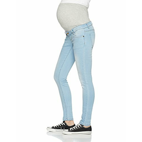 Äitiysfarkut vatsakankaalla, vaaleansininen