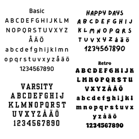 Silityskuva omalla tekstillä - Eri fontteja ja värejä