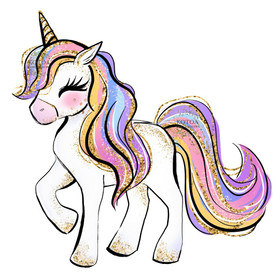 Värillinen Silityskuva: Glitter yksisarvinen