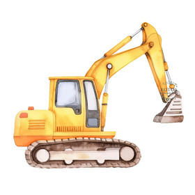 Värillinen Silityskuva: Keltainen kaivuri, pieni