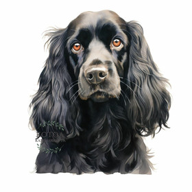 Värillinen Silityskuva: Cockerspanieli, musta, pieni tai iso