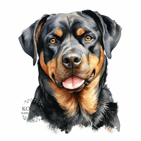 Värillinen Silityskuva: Rottweiler, pieni tai iso