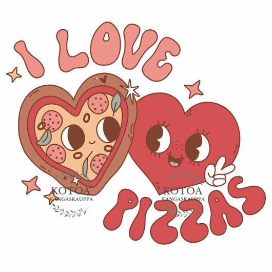Värillinen Silityskuva: Sydän Pizza