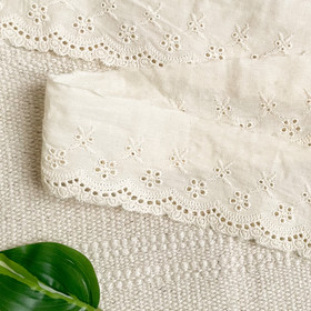 Puuvillabrodyyri: 65mm, luonnonvalkoinen