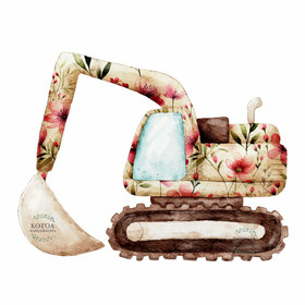 Värillinen Silityskuva: Kaivuri kukkakuosi, pieni