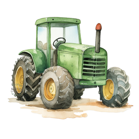 Värillinen Silityskuva: Vihreä traktori, pieni 