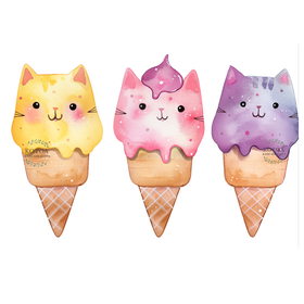 Värillinen Silityskuva: Jäätelökissojen jengi