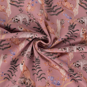 Pala 150cm Luomutrikoo: Metsän Eläimet, vanha roosa