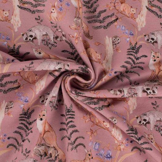 Pala 100cm Luomutrikoo: Metsän Eläimet, vanha roosa