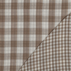 Double gauze: Ruudullinen, Tumma Beige